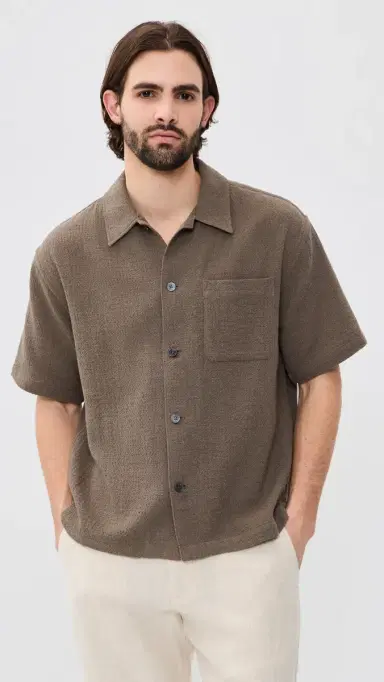 FRAME Open Weave Shirt Warm Grey | Thumbnail 2 FRAME Open Weave Shirt Warm Grey | Thumbnail 2