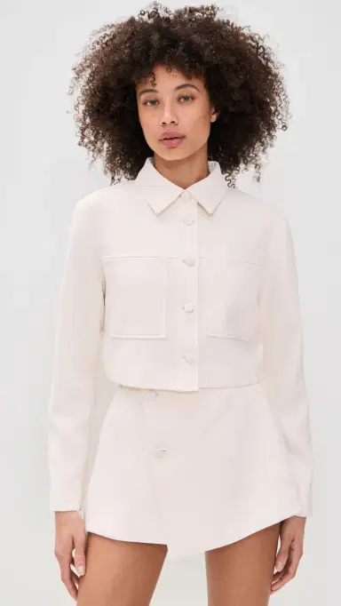 Good American Luxe Suiting Cropped Jacket Soft Shell | Thumbnail 2 Good American Luxe Suiting Cropped Jacket Soft Shell | Thumbnail 2