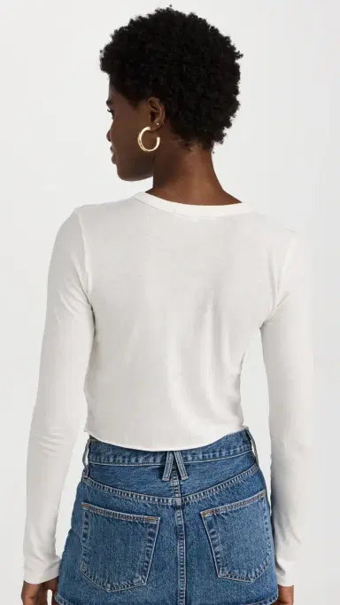 SLVRLAKE Long Sleeve Crop Baby Tee Natural White | Thumbnail 4 SLVRLAKE Long Sleeve Crop Baby Tee Natural White | Thumbnail 4