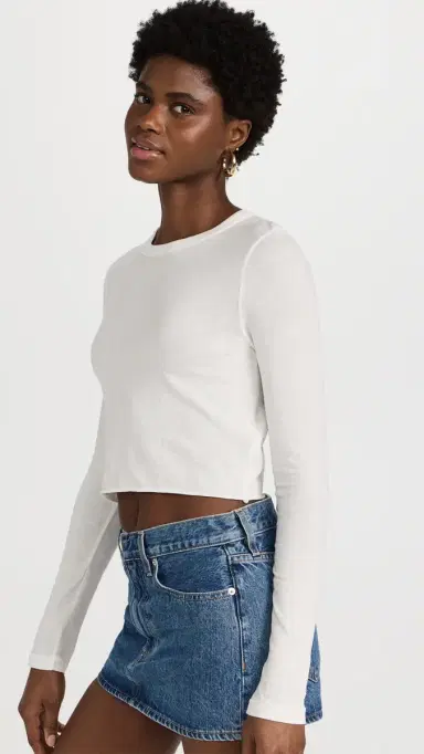 SLVRLAKE Long Sleeve Crop Baby Tee Natural White | Thumbnail 5 SLVRLAKE Long Sleeve Crop Baby Tee Natural White | Thumbnail 5