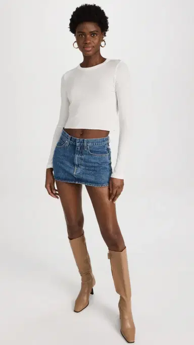 SLVRLAKE Long Sleeve Crop Baby Tee Natural White | Thumbnail 6 SLVRLAKE Long Sleeve Crop Baby Tee Natural White | Thumbnail 6