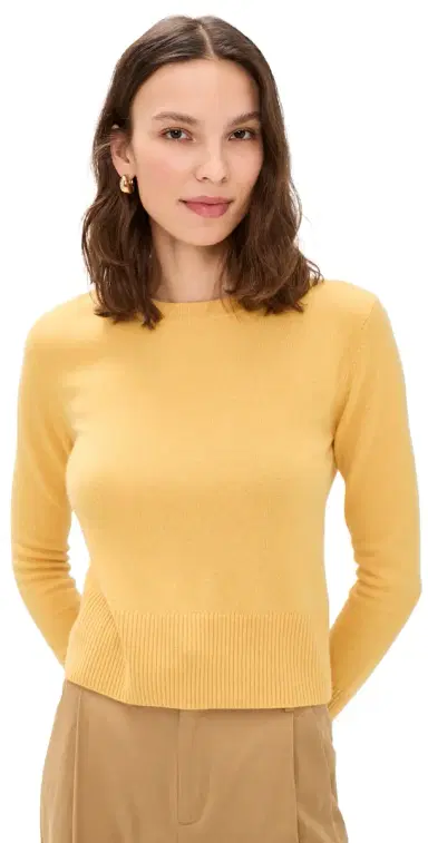 Jenni Kayne Cashmere Crew Neck Sweater Golden | Thumbnail 1 Jenni Kayne Cashmere Crew Neck Sweater Golden | Thumbnail 1