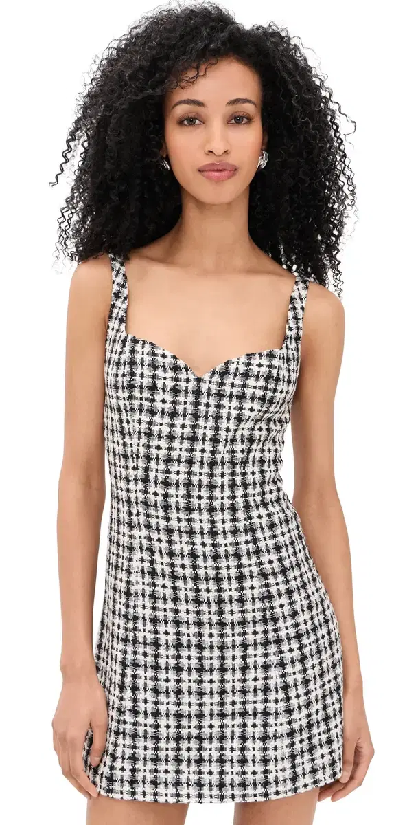 Eve Sweetheart Tweed Mini Dress Black/Off White Eve Sweetheart Tweed Mini Dress Black/Off White
