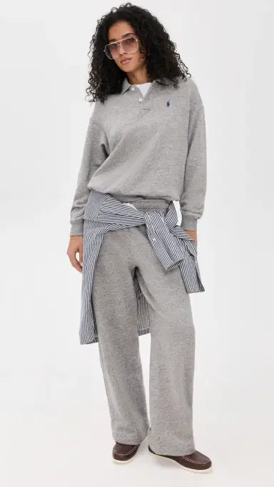 Polo Ralph Lauren Wide Leg Sweatpants Grey Heather | Thumbnail 5 Polo Ralph Lauren Wide Leg Sweatpants Grey Heather | Thumbnail 5