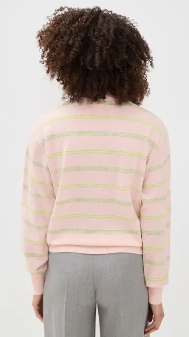 Guest in Residence Collegiate Cashmere Stripe Polo Power Pink | Thumbnail 3 Guest in Residence Collegiate Cashmere Stripe Polo Power Pink | Thumbnail 3
