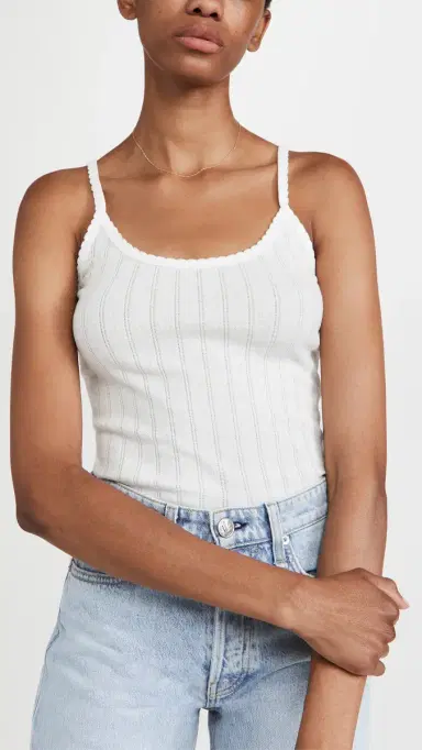 LESET Pointelle Classic Tank Top White | Thumbnail 2 LESET Pointelle Classic Tank Top White | Thumbnail 2