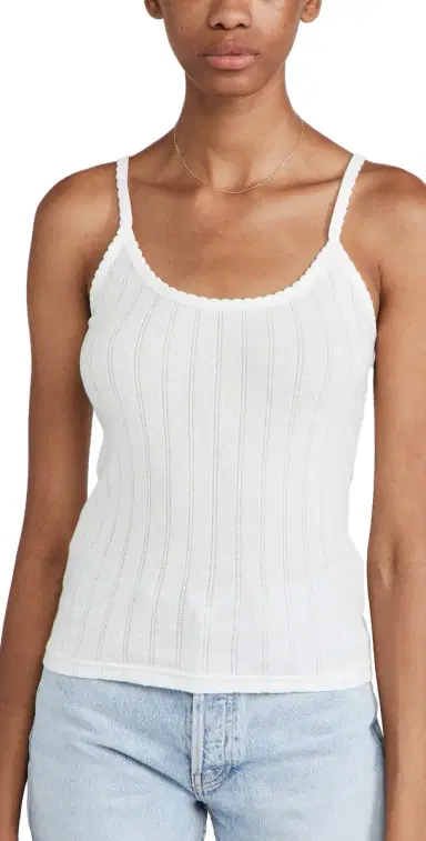 LESET Pointelle Classic Tank Top White | Thumbnail 1 LESET Pointelle Classic Tank Top White | Thumbnail 1