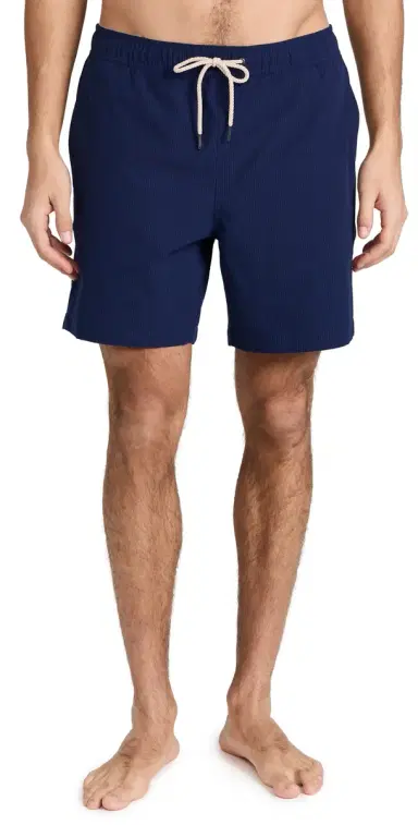Fair Harbor The Bayberry Swim Trunks 7 Navy Seersucker L | Thumbnail 1 Fair Harbor The Bayberry Swim Trunks 7 Navy Seersucker L | Thumbnail 1