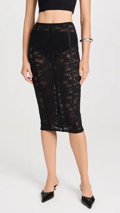 Fleur du Mal Le tretch Lace Pencil Skirt Black | Thumbnail 2 Fleur du Mal Le tretch Lace Pencil Skirt Black | Thumbnail 2