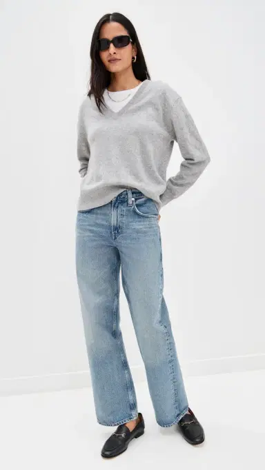 White + Warren Cashmere V Neck Pullover Grey Heather S | Thumbnail 5 White + Warren Cashmere V Neck Pullover Grey Heather S | Thumbnail 5