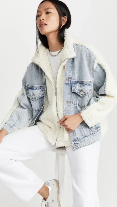 BLANKNYC Bear Hug Denim Sherpa Jacket Bear Hug L | Thumbnail 2 BLANKNYC Bear Hug Denim Sherpa Jacket Bear Hug L | Thumbnail 2