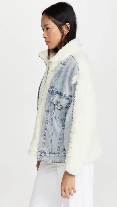 BLANKNYC Bear Hug Denim Sherpa Jacket Bear Hug L | Thumbnail 4 BLANKNYC Bear Hug Denim Sherpa Jacket Bear Hug L | Thumbnail 4