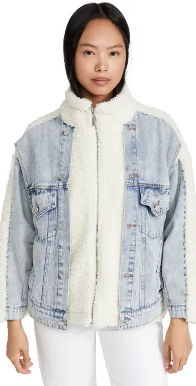 BLANKNYC Bear Hug Denim Sherpa Jacket Bear Hug L | Thumbnail 1 BLANKNYC Bear Hug Denim Sherpa Jacket Bear Hug L | Thumbnail 1