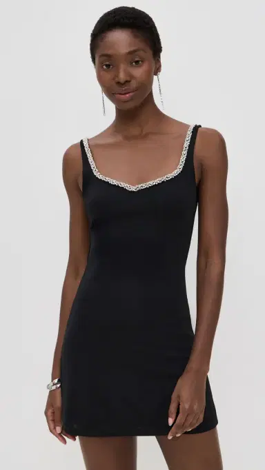 ALICE + OLIVIA Eve Embellished Trim Sweetheart Mini Dress Black | Thumbnail 2 ALICE + OLIVIA Eve Embellished Trim Sweetheart Mini Dress Black | Thumbnail 2