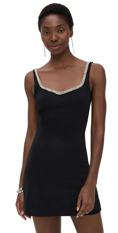 ALICE + OLIVIA Eve Embellished Trim Sweetheart Mini Dress Black | Thumbnail 1 ALICE + OLIVIA Eve Embellished Trim Sweetheart Mini Dress Black | Thumbnail 1