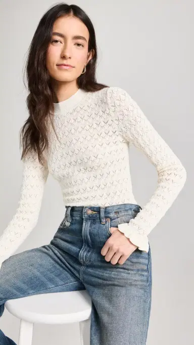 Sea Rue Fine Knit Gauge Knit High Neck Sweater Cream XL | Thumbnail 2 Sea Rue Fine Knit Gauge Knit High Neck Sweater Cream XL | Thumbnail 2