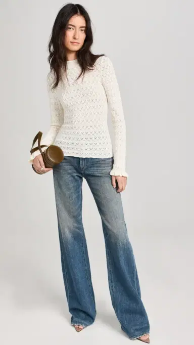 Sea Rue Fine Knit Gauge Knit High Neck Sweater Cream XL | Thumbnail 5 Sea Rue Fine Knit Gauge Knit High Neck Sweater Cream XL | Thumbnail 5