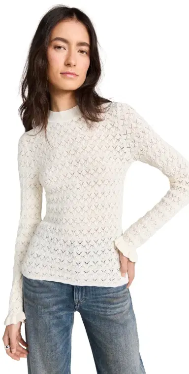 Sea Rue Fine Knit Gauge Knit High Neck Sweater Cream XL | Thumbnail 1 Sea Rue Fine Knit Gauge Knit High Neck Sweater Cream XL | Thumbnail 1