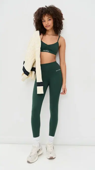 Sporty & Rich Serif Logo Mini Sports Bra Forest | Thumbnail 5 Sporty & Rich Serif Logo Mini Sports Bra Forest | Thumbnail 5