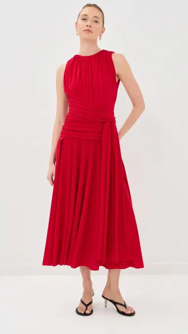Brandon Maxwell The Isadora Knot-Detailed Draped Maxi Dress Red | Thumbnail 3 Brandon Maxwell The Isadora Knot-Detailed Draped Maxi Dress Red | Thumbnail 3