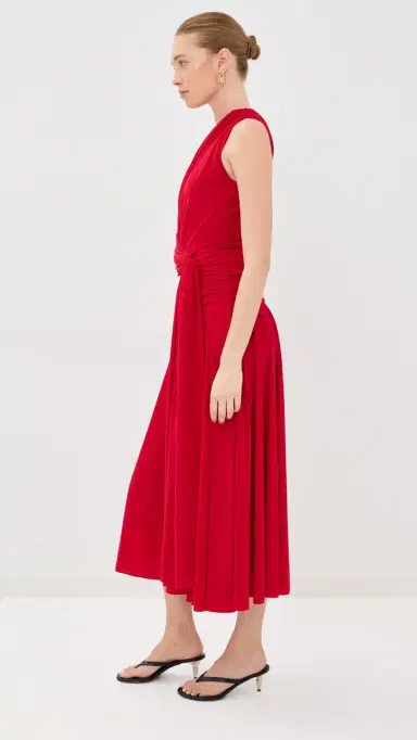 Brandon Maxwell The Isadora Knot-Detailed Draped Maxi Dress Red | Thumbnail 5 Brandon Maxwell The Isadora Knot-Detailed Draped Maxi Dress Red | Thumbnail 5