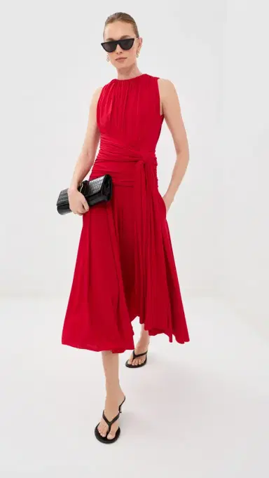 Brandon Maxwell The Isadora Knot-Detailed Draped Maxi Dress Red | Thumbnail 6 Brandon Maxwell The Isadora Knot-Detailed Draped Maxi Dress Red | Thumbnail 6
