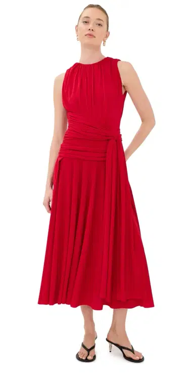 Brandon Maxwell The Isadora Knot-Detailed Draped Maxi Dress Red | Thumbnail 1 Brandon Maxwell The Isadora Knot-Detailed Draped Maxi Dress Red | Thumbnail 1