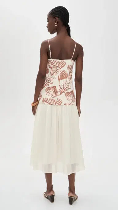 Moon River Spaghetti Strap Seashell Midi Dress Cream Multi | Thumbnail 3 Moon River Spaghetti Strap Seashell Midi Dress Cream Multi | Thumbnail 3