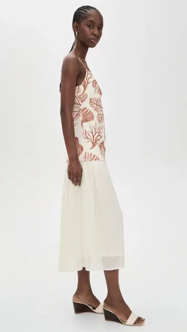 Moon River Spaghetti Strap Seashell Midi Dress Cream Multi | Thumbnail 4 Moon River Spaghetti Strap Seashell Midi Dress Cream Multi | Thumbnail 4