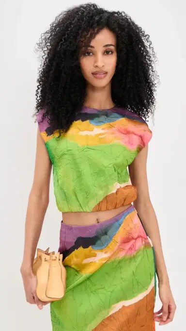 Ulla Johnson Gisella Satin Crop Top Nature Abhors A Vacuum | Thumbnail 2 Ulla Johnson Gisella Satin Crop Top Nature Abhors A Vacuum | Thumbnail 2