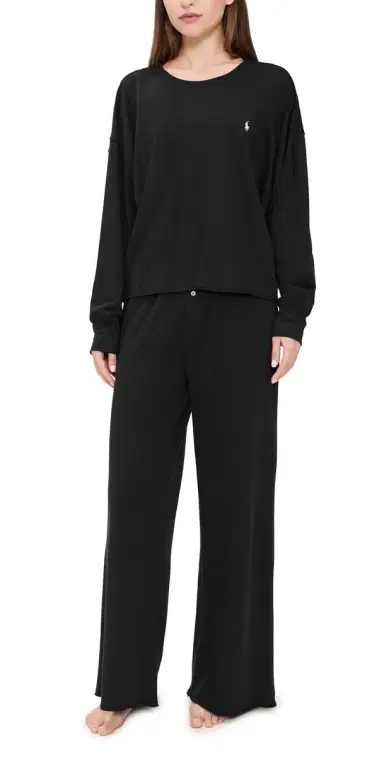 Polo Ralph Lauren Crew Neck Wide Leg Pants Set | Thumbnail 1 Polo Ralph Lauren Crew Neck Wide Leg Pants Set | Thumbnail 1