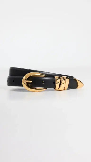 Madewell Triple Metal Keeper Belt True Black with Gold Hardware M | Thumbnail 2 Madewell Triple Metal Keeper Belt True Black with Gold Hardware M | Thumbnail 2