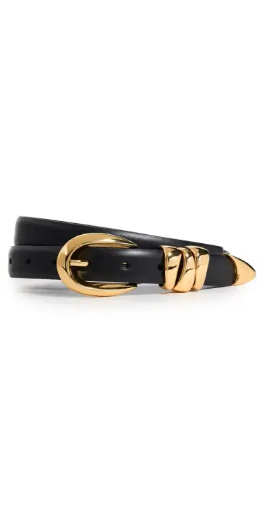 Madewell Triple Metal Keeper Belt True Black with Gold Hardware M | Thumbnail 1 Madewell Triple Metal Keeper Belt True Black with Gold Hardware M | Thumbnail 1