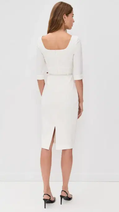 Black Halo 3/4 Sleeve Jackie O Dress Winter White | Thumbnail 3 Black Halo 3/4 Sleeve Jackie O Dress Winter White | Thumbnail 3