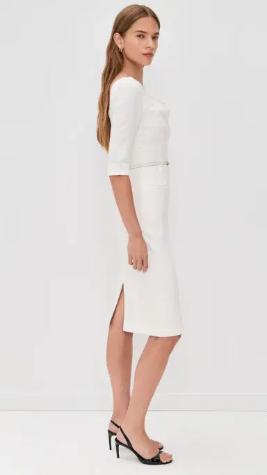 Black Halo 3/4 Sleeve Jackie O Dress Winter White | Thumbnail 4 Black Halo 3/4 Sleeve Jackie O Dress Winter White | Thumbnail 4