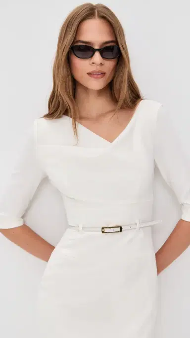 Black Halo 3/4 Sleeve Jackie O Dress Winter White | Thumbnail 5 Black Halo 3/4 Sleeve Jackie O Dress Winter White | Thumbnail 5