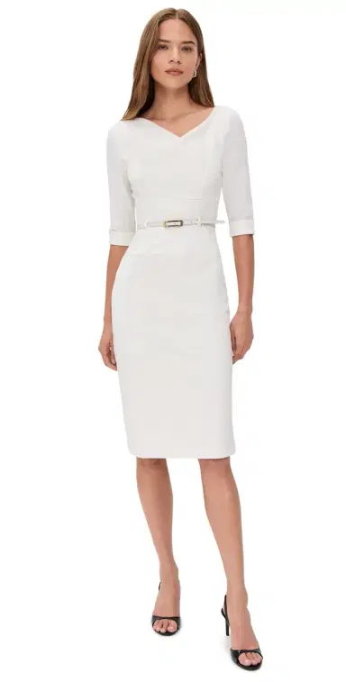 Black Halo 3/4 Sleeve Jackie O Dress Winter White | Thumbnail 1 Black Halo 3/4 Sleeve Jackie O Dress Winter White | Thumbnail 1