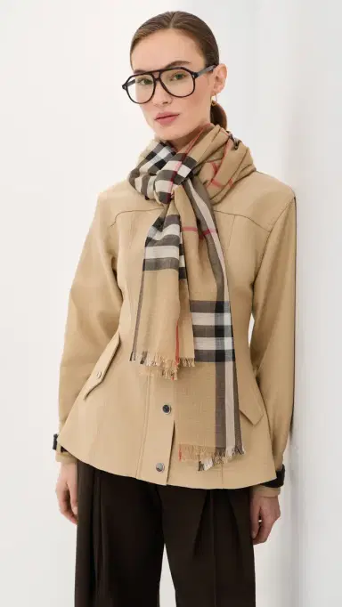 Burberry Wide Check Wool Silk Gauze Scarf Archive | Thumbnail 3 Burberry Wide Check Wool Silk Gauze Scarf Archive | Thumbnail 3