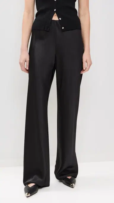 Vince Colette High Waist Fluid atin Bias Pant Black | Thumbnail 2 Vince Colette High Waist Fluid atin Bias Pant Black | Thumbnail 2