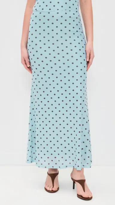 Another Girl Polka Dot Mesh Maxi Skirt Blue/Brown M | Thumbnail 2 Another Girl Polka Dot Mesh Maxi Skirt Blue/Brown M | Thumbnail 2