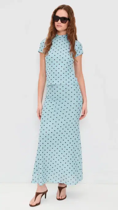 Another Girl Polka Dot Mesh Maxi Skirt Blue/Brown M | Thumbnail 5 Another Girl Polka Dot Mesh Maxi Skirt Blue/Brown M | Thumbnail 5