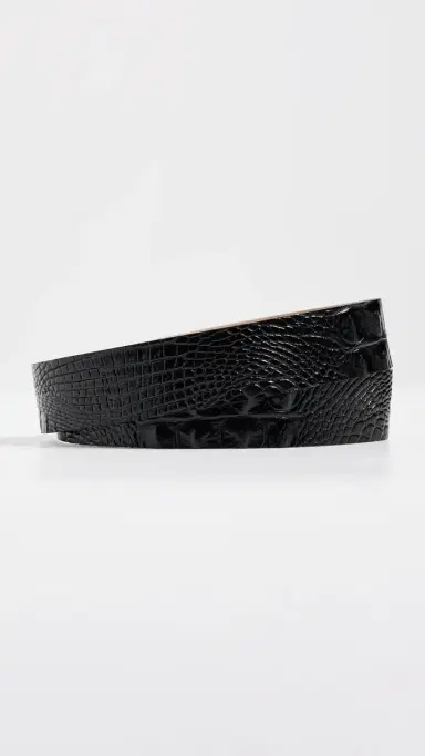 L'AGENCE Milou Domed Croc Embossed Belt Black Croc Embossed | Thumbnail 4 L'AGENCE Milou Domed Croc Embossed Belt Black Croc Embossed | Thumbnail 4
