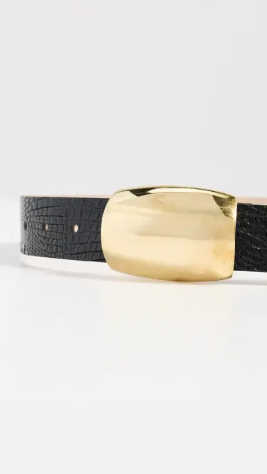 L'AGENCE Milou Domed Croc Embossed Belt Black Croc Embossed | Thumbnail 5 L'AGENCE Milou Domed Croc Embossed Belt Black Croc Embossed | Thumbnail 5