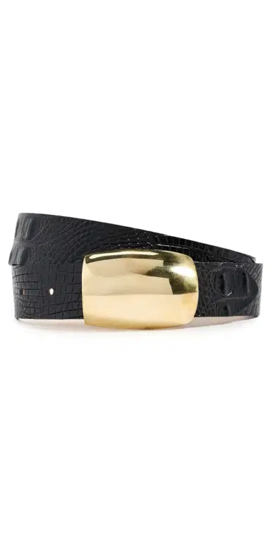 L'AGENCE Milou Domed Croc Embossed Belt Black Croc Embossed | Thumbnail 1 L'AGENCE Milou Domed Croc Embossed Belt Black Croc Embossed | Thumbnail 1