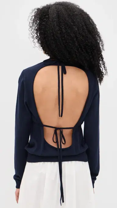 Sandy Liang aisy Sweater Navy | Thumbnail 3 Sandy Liang aisy Sweater Navy | Thumbnail 3