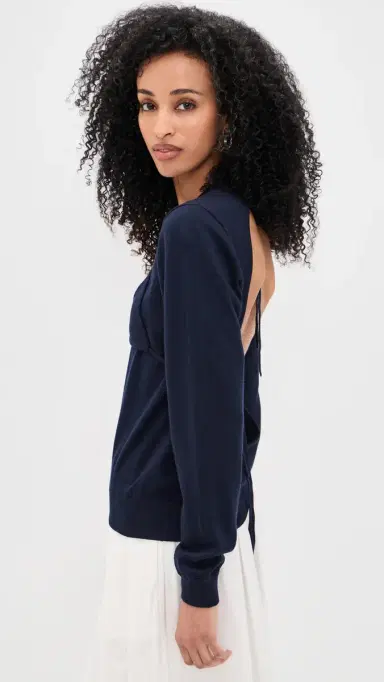 Sandy Liang aisy Sweater Navy | Thumbnail 4 Sandy Liang aisy Sweater Navy | Thumbnail 4