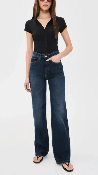 DL1961 Karmine Refined Wide Leg SculptSystem High Rise Jeans Dark Sea (Original '61) 28 | Thumbnail 5 DL1961 Karmine Refined Wide Leg SculptSystem High Rise Jeans Dark Sea (Original '61) 28 | Thumbnail 5
