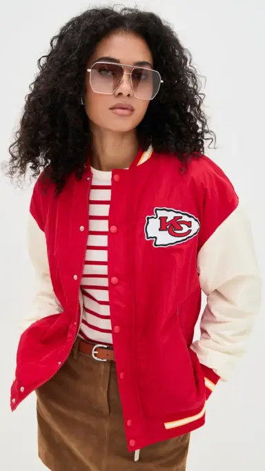Terez Chiefs Colorblock Bomber Jacket Chiefs Red/Sugar Swizzle M | Thumbnail 2 Terez Chiefs Colorblock Bomber Jacket Chiefs Red/Sugar Swizzle M | Thumbnail 2