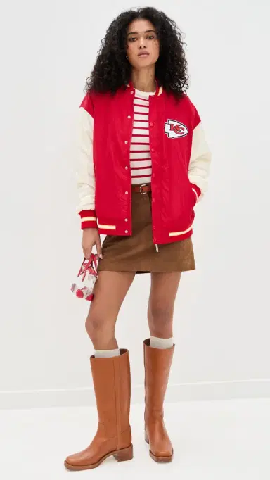 Terez Chiefs Colorblock Bomber Jacket Chiefs Red/Sugar Swizzle M | Thumbnail 5 Terez Chiefs Colorblock Bomber Jacket Chiefs Red/Sugar Swizzle M | Thumbnail 5
