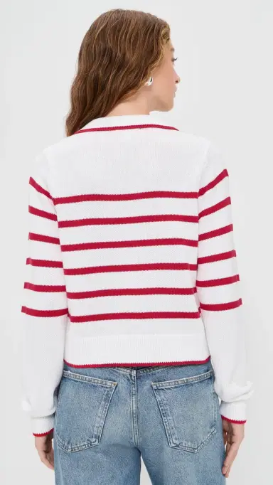 Splendid Nicolette Stripe Polo Sweater White/Rouge | Thumbnail 3 Splendid Nicolette Stripe Polo Sweater White/Rouge | Thumbnail 3